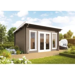 Wolff Finnhaus Holz-Gartenhaus Trondheim 44-C XL Hellgrau BxT: 430 Cm X 480 Cm