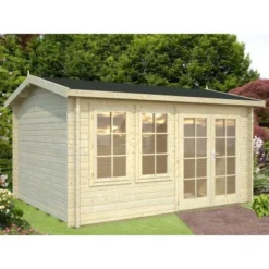 Palmako Iris Holz-Gartenhaus Natur Satteldach Tauchgrundiert 390 Cm X 300 Cm