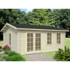 Palmako Iris Holz-Gartenhaus Hellbraun Tauchgrundiert 510 Cm X 390 Cm