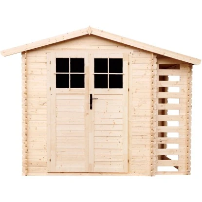 Timbela Holz-Gartenhaus Mit Brennholzregal M386F+M386G 4,47 M² Mit Boden 2 Timbela Holz-Gartenhaus Mit Brennholzregal M386F+M386G 4,47 M² Mit Boden – Bild 2