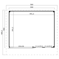 Lasita Maja Gartenhaus Domeo 8 Lichtgrau 500 Cm X 400 Cm -Vitavia Verkäufe Domeo 8 41338 Grundriss 1