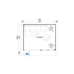 Lasita Maja Gartenhaus Domeo 8 Lichtgrau 500 Cm X 400 Cm -Vitavia Verkäufe Domeo 8 41338 Grundriss 2