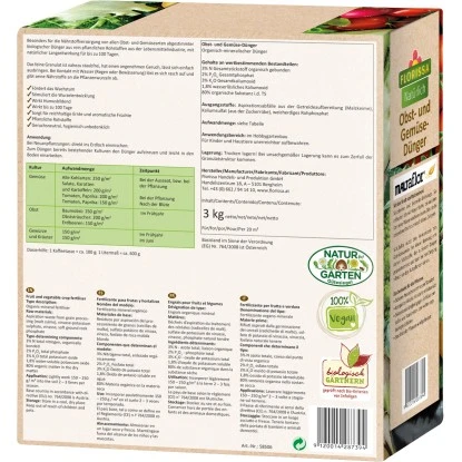 Florissa Natürlich Obst/Gemüse Dünger 3 Kg 2 Florissa Natürlich Obst/Gemüse Dünger 3 Kg – Bild 2