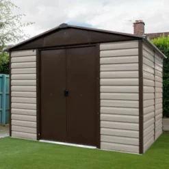 Yardmaster Gerätehaus Brandenburg 106TBSL Braun-Taupe B X T 285 X 186 Cm