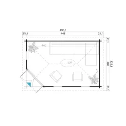 Lasita Maja Gartenhaus Edinburgh 2 Gletschergrün 448 Cm X 280 Cm -Vitavia Verkäufe gh 2 407640007 Grundriss 1