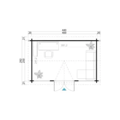 Lasita Maja Gartenhaus Kensington Natur 400 Cm X 250 Cm -Vitavia Verkäufe ington 4414340 Grundriss 1