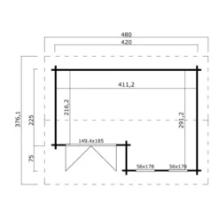 Lasita Maja Gartenhaus Hampshire Schwedenrot 420 Cm X 300 Cm -Vitavia Verkäufe ire 4423202008 Grundriss 2