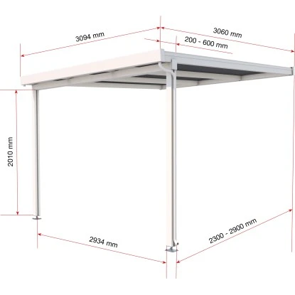 Terrassenüberdachung Premium (BxT) 309 Cm X 306 Cm Weiß Polycarbonat Opal 1 Terrassenüberdachung Premium (BxT) 309 Cm X 306 Cm Weiß Polycarbonat Opal