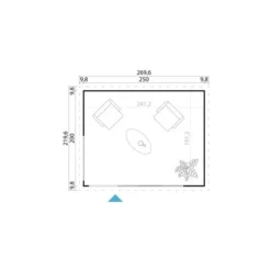 Lasita Maja Gartenhaus Domeo Mini Lichtgrau 250 Cm X 200 Cm -Vitavia Verkäufe meo Mini 41531 Grundriss 2