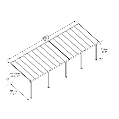 Palram - CanopiaOlympia 3 X 9.8 Terrassenüberdachung Weiß Klar 4 Palram - CanopiaOlympia 3 X 9.8 Terrassenüberdachung Weiß Klar – Bild 4