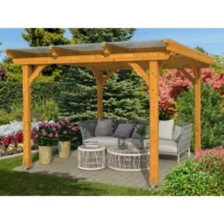 Skan Holz Holz-Pavillon Marseille Eiche Hell Lasiert 274 Cm X 304 Cm