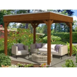 Skan Holz Holz-Pavillon Toulouse Nussbaum Lasiert 294 Cm X 294 Cm