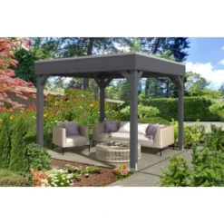 Skan Holz Holz-Pavillon Toulouse Schiefergrau Lasiert 294 Cm X 294 Cm