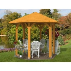 Skan Holz Pavillon Nancy 1 Leimholz 360 Cm X 312 Cm Eiche Hell