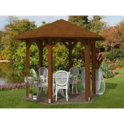 Skan Holz Pavillon Nancy 1 Leimholz 360 Cm X 312 Cm Nussbaum