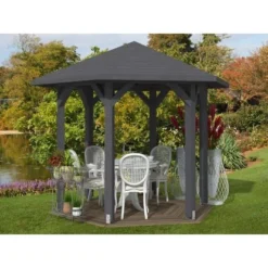 Skan Holz Pavillon Nancy 1 Leimholz 360 Cm X 312 Cm Schiefergrau