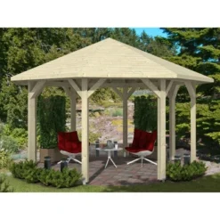 Skan Holz Pavillon Nice 2 Leimholz 484 Cm X 484 Cm Natur