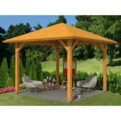 Skan Holz Holz-Pavillon Cannes 1 Eiche Hell Lasiert 294 Cm X 294 Cm