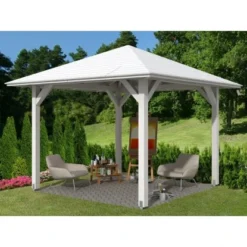 Skan Holz Holz-Pavillon Cannes 1 Weiß Lasiert 294 Cm X 294 Cm