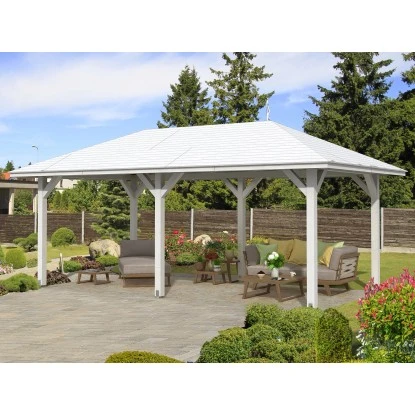 Skan Holz Holz-Pavillon Orleans 1 Weiß Lasiert 294 Cm X 576 Cm 1 Skan Holz Holz-Pavillon Orleans 1 Weiß Lasiert 294 Cm X 576 Cm