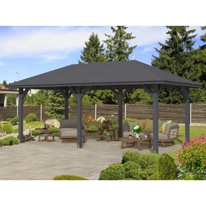 Skan Holz Holz-Pavillon Orleans 1 Schiefergrau Lasiert 294 Cm X 576 Cm 1 Skan Holz Holz-Pavillon Orleans 1 Schiefergrau Lasiert 294 Cm X 576 Cm