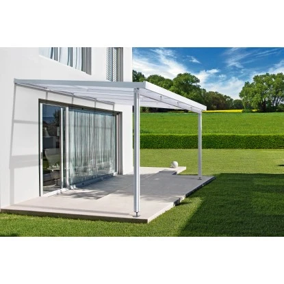Terrassenüberdachung Premium (BxT) 309 Cm X 306 Cm Weiß Polycarbonat Klar 1 Terrassenüberdachung Premium (BxT) 309 Cm X 306 Cm Weiß Polycarbonat Klar