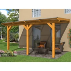 Skan Holz Terrassenüberdachung Andria 434 X 250 Cm Leimholz Eiche Hell