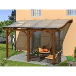 Skan Holz Terrassenüberdachung Venezia 434 X 239 Cm Leimholz Nussbaum