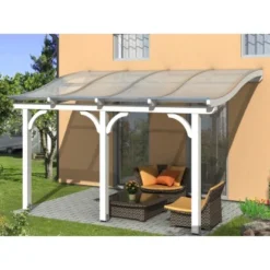 Skan Holz Terrassenüberdachung Venezia 434 X 239 Cm Leimholz Weiß