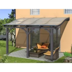 Skan Holz Terrassenüberdachung Venezia 434 X 239 Cm Leimholz Schiefergrau