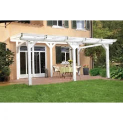 Skan Holz Terrassenüberdachung Siena 434 X 250 Cm Leimholz Weiß -Vitavia Verkäufe sendach bild6 201495 11 20