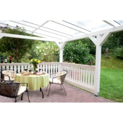 Skan Holz Terrassenüberdachung Siena 434 X 250 Cm Leimholz Weiß -Vitavia Verkäufe sendach bild7 201495 11 20