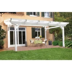 Skan Holz Terrassenüberdachung Sanremo 434 X 250 Cm Leimholz Weiß -Vitavia Verkäufe sendach bild7 201730 11 20