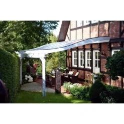 Skan Holz Terrassenüberdachung Verona 434 X 239 Cm Leimholz Weiß -Vitavia Verkäufe sendach bild7 207817 11 25